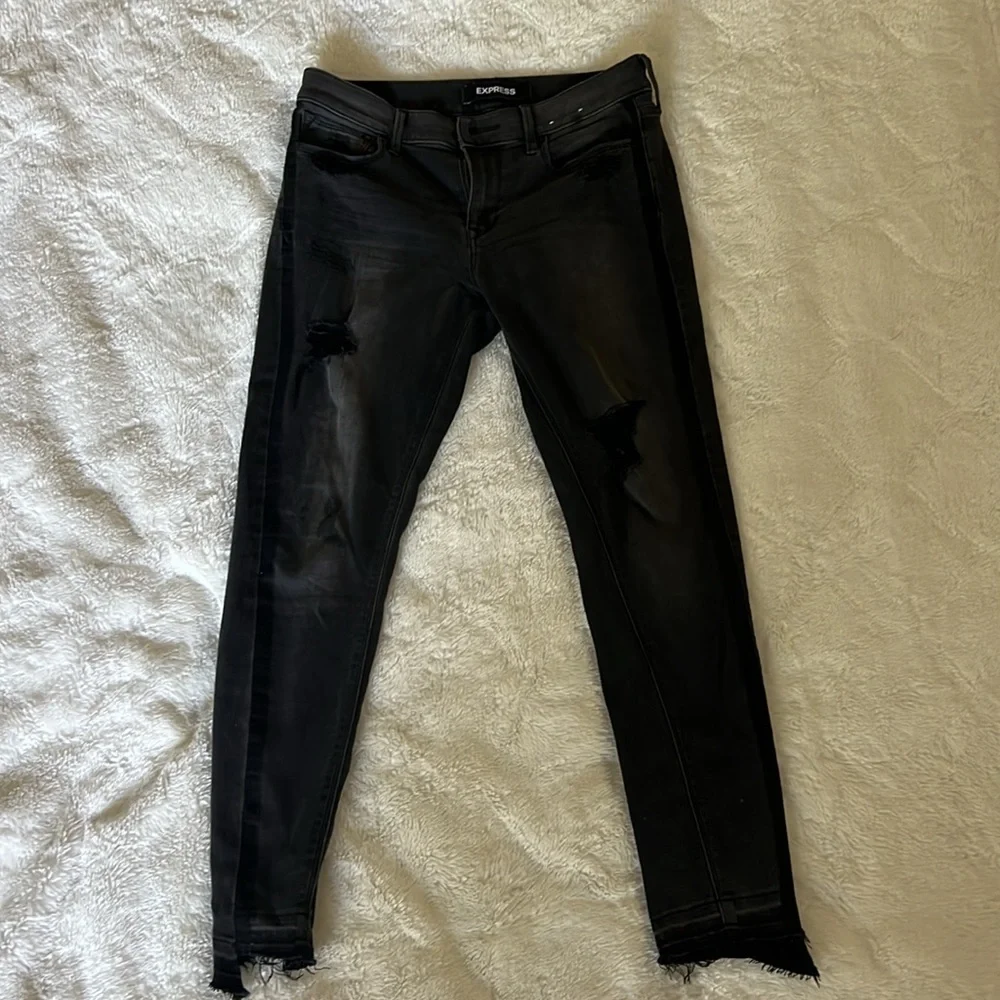 Express Gray Ankle Legging Jeans Mid Rise Size 8 - Picture 5 of 8